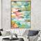 Designart - Handpainted Abstract Flowers in Blue and Pink - Cabin & Lodge Canvas in Gold Frame